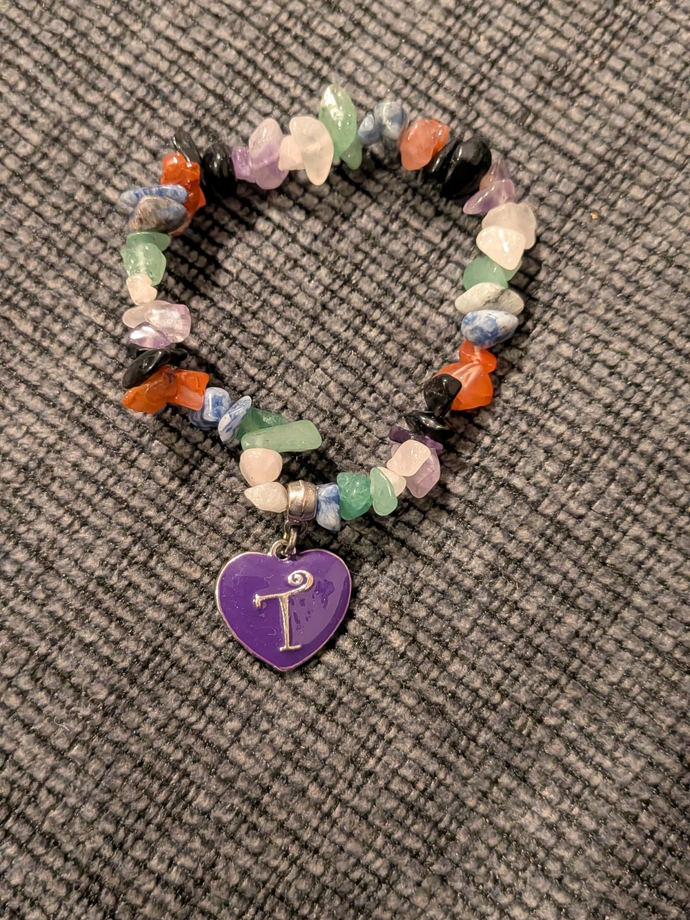 T Bracelet with Purple Heart Charm
